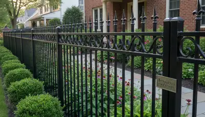 Ornamental black metal fence installation in Indianapolis, IN by Chop Chop Landscaping
