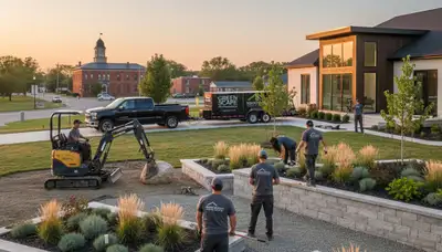 Landscaping team providing professional yard design and maintenance in Indianapolis, IN