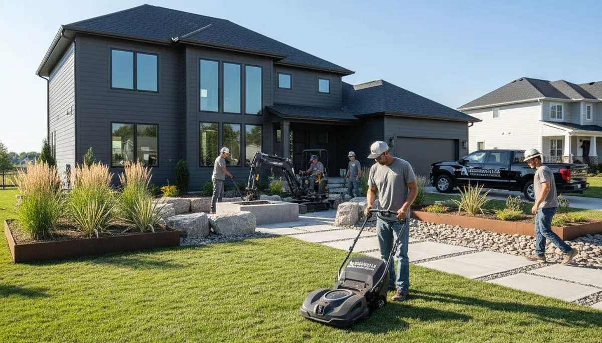 Landscaping crew serving Indianapolis, IN with professional landscape design and yard maintenance services