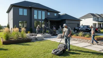 Landscaping crew serving Indianapolis, IN with professional landscape design and yard maintenance services