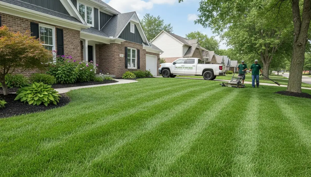 Lush, healthy green lawn in Indianapolis, IN showcasing professional lawn care by Chop Chop Landscaping